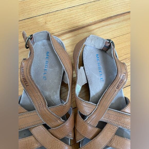 Merrell Bassoon Sandals Sz 8 tan leather - Picture 3 of 7